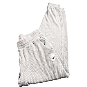 Men ALO Waffle Weave Sweatpants Off White Drawstring Pockets EUC Size L/XL